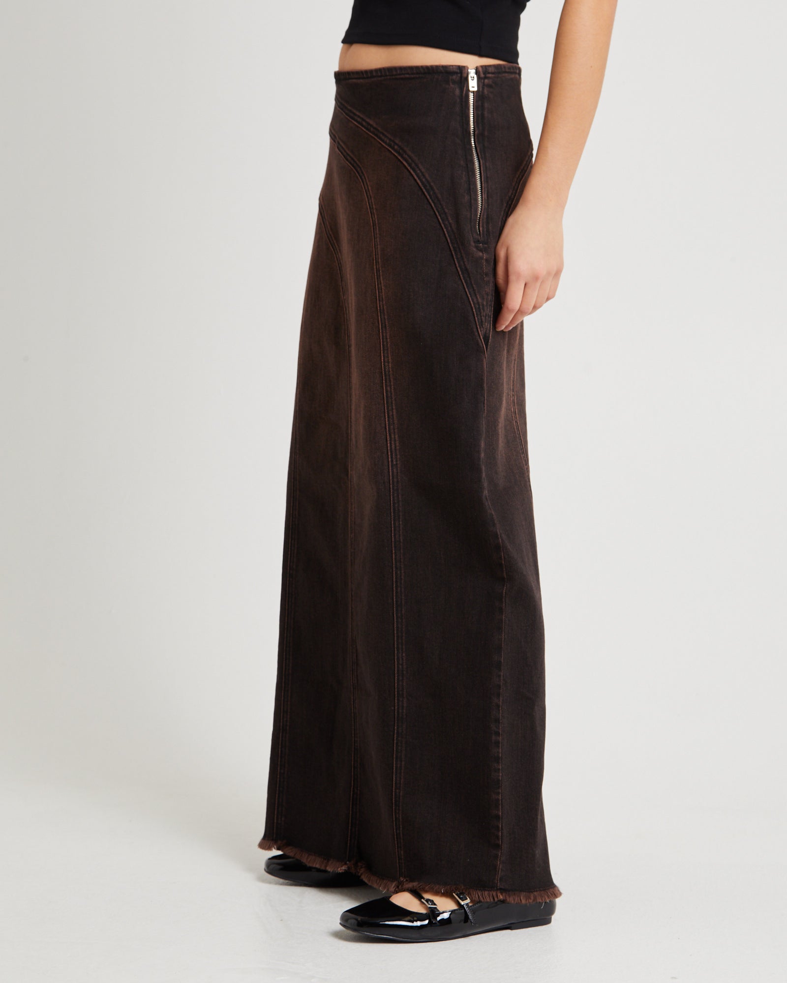 Premium Panelled Denim Maxi Skirt