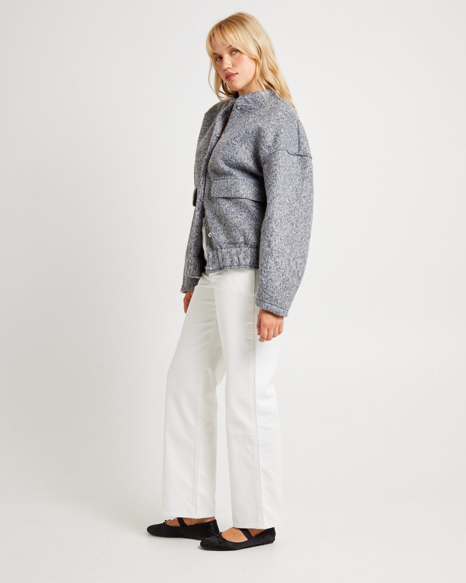 Premium Boucle Bomber Jacket