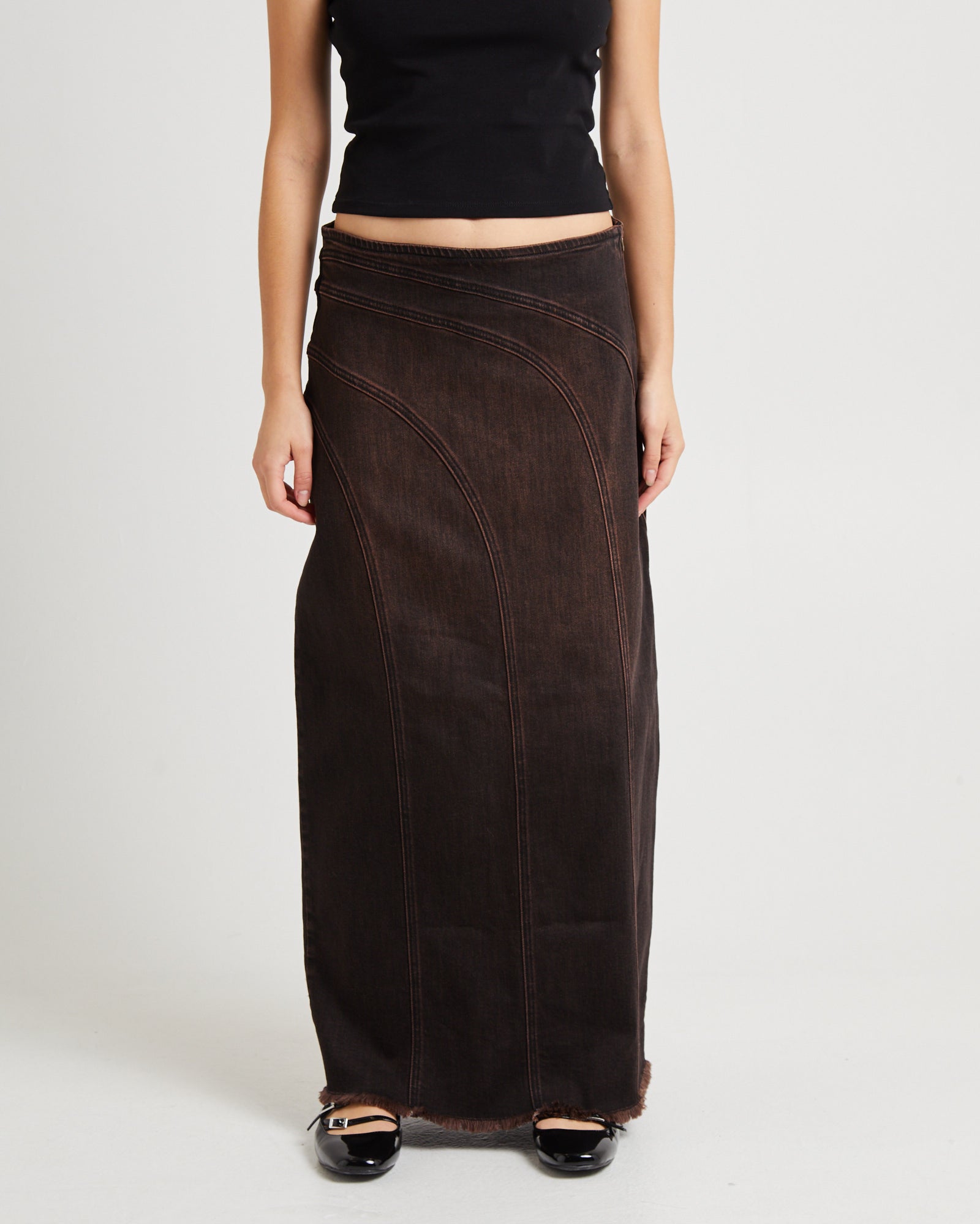 Premium Panelled Denim Maxi Skirt