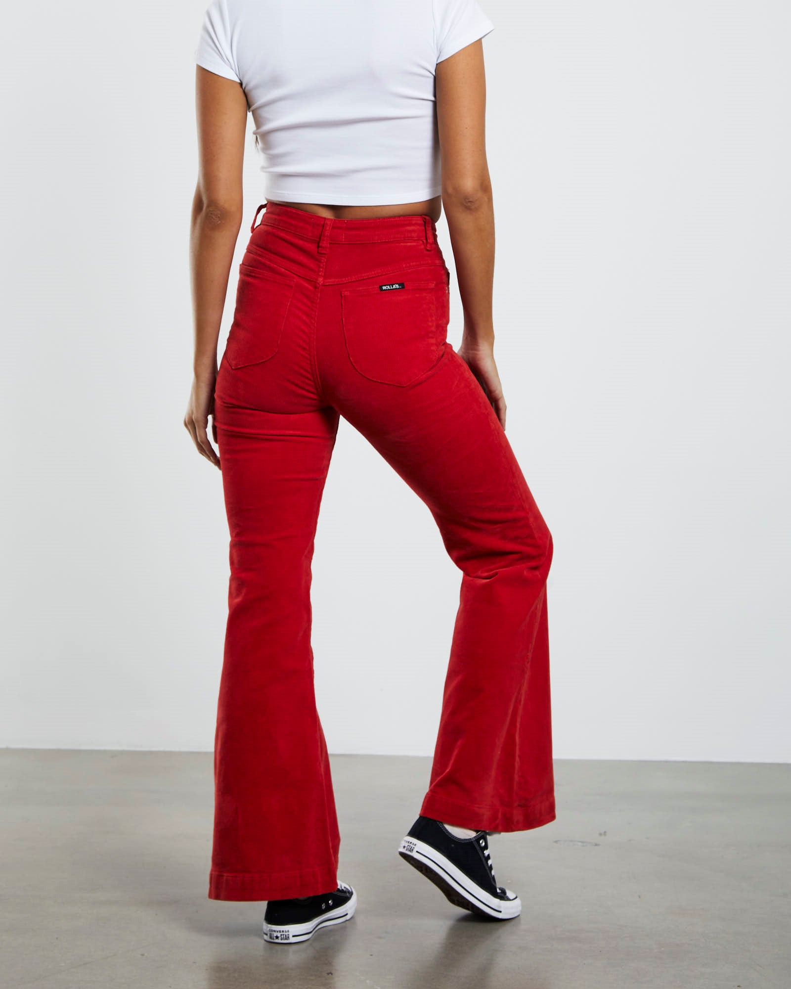 Premium Eastcoast Flare Cord Jeans in Pomegranate Red