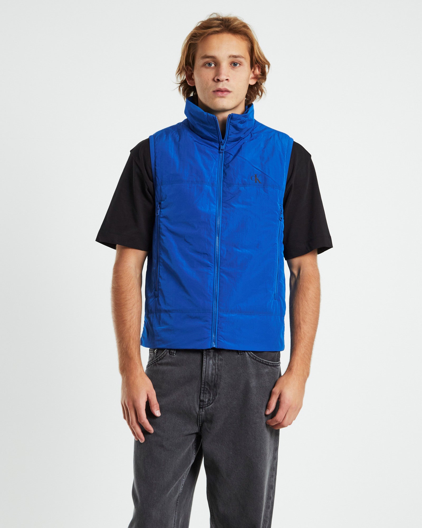 Premium Badge Crinkle Nylon Vest - Blue Delight