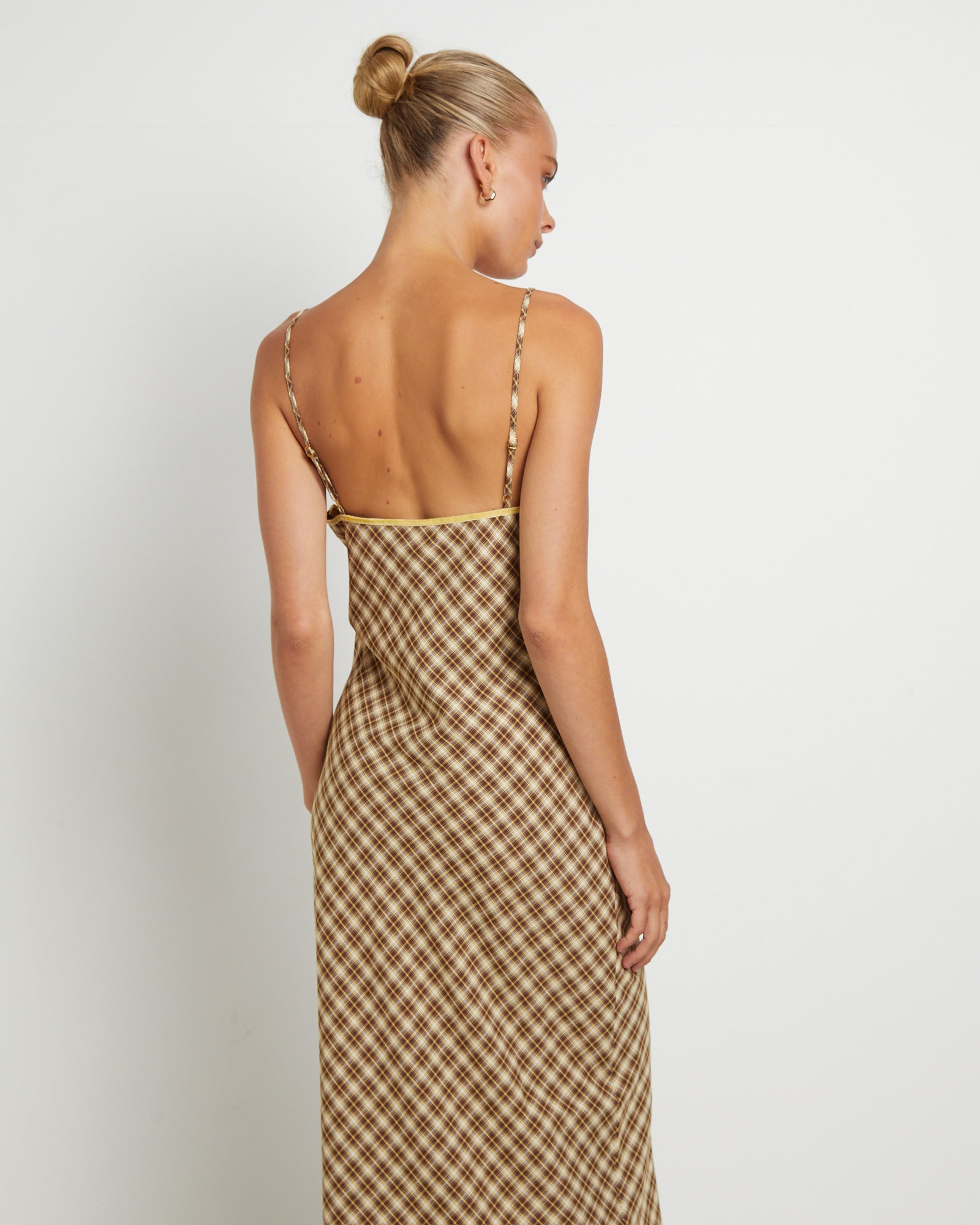 Premium Jenny Plaid Bias Midi Dress in Assorted
