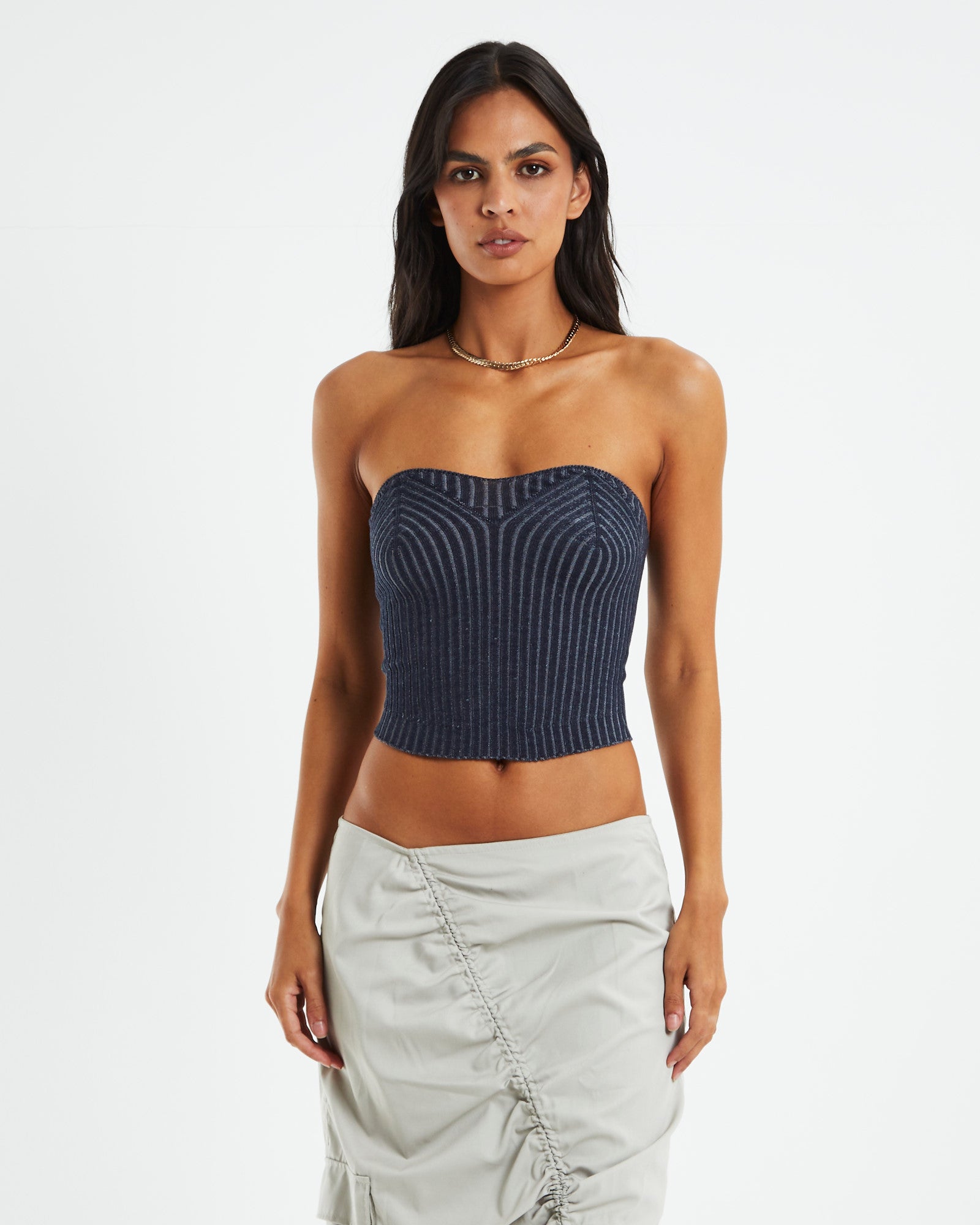 Premium Sinan Two-Tone Navy Tube Top