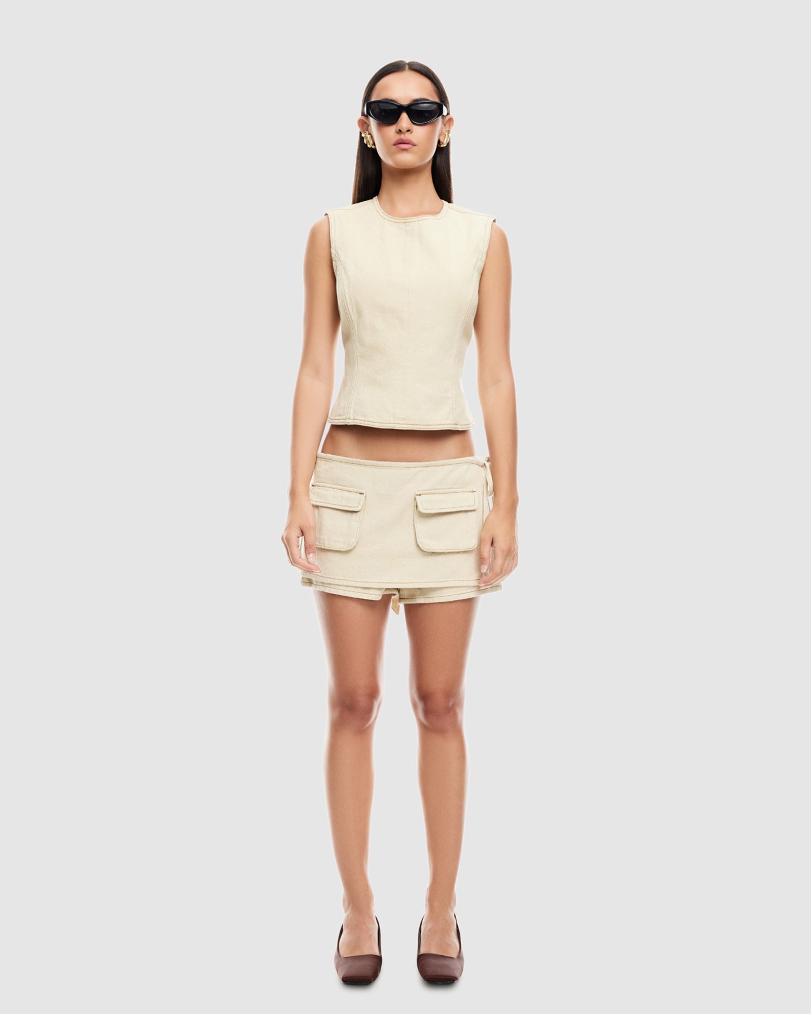 Premium Onyx Stripe Courtside Denim Skort