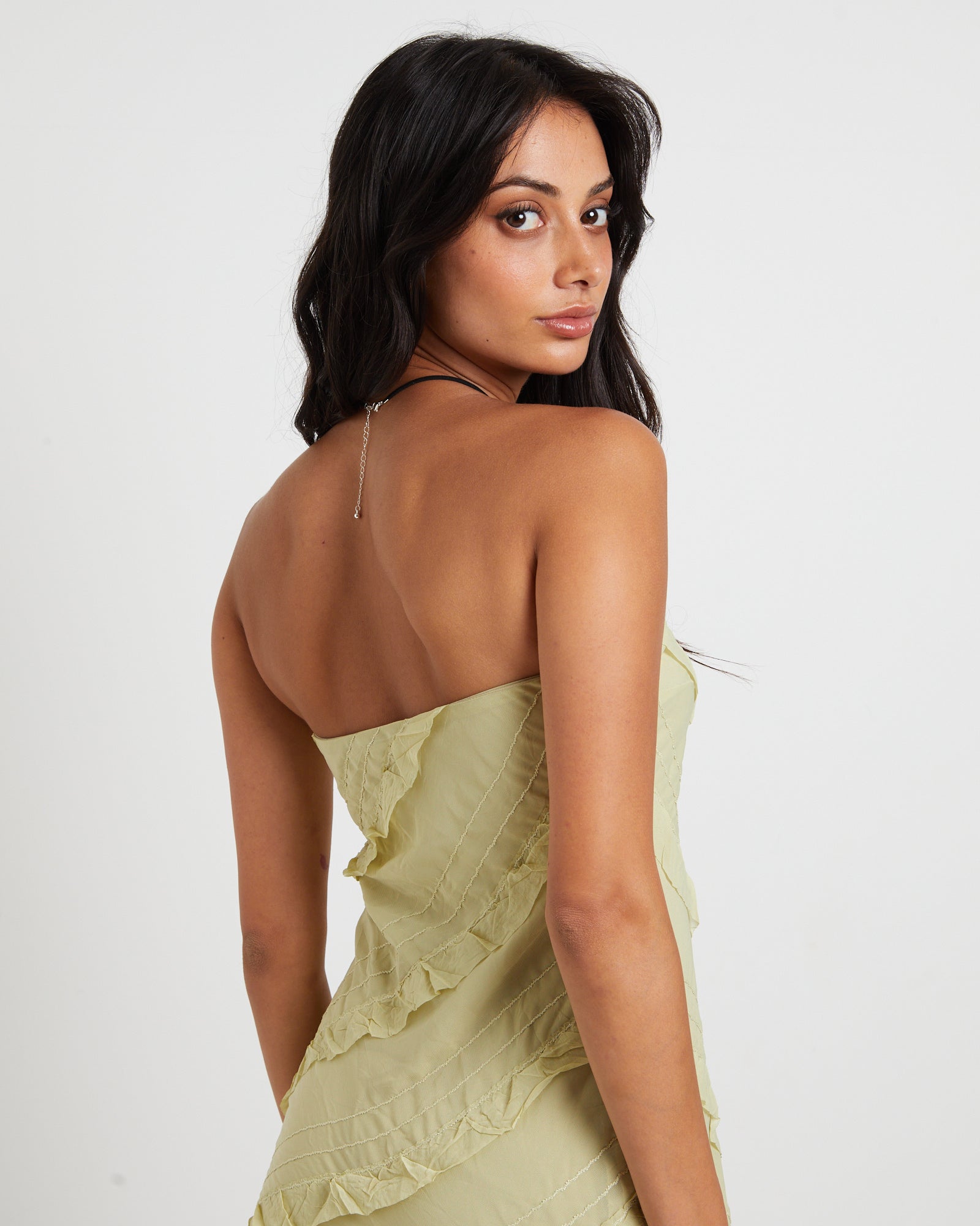 Premium Friday Frills Mini Dress in Lime