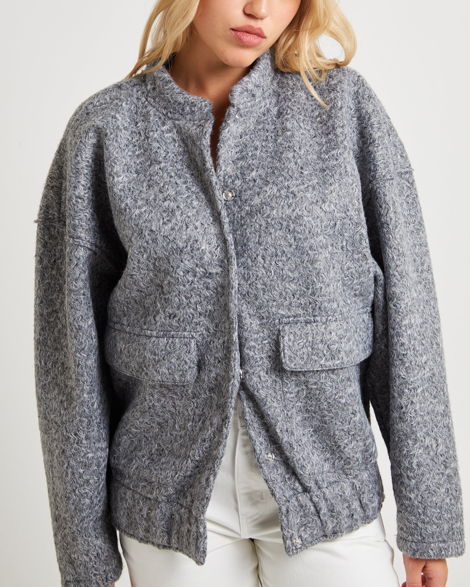 Premium Boucle Bomber Jacket