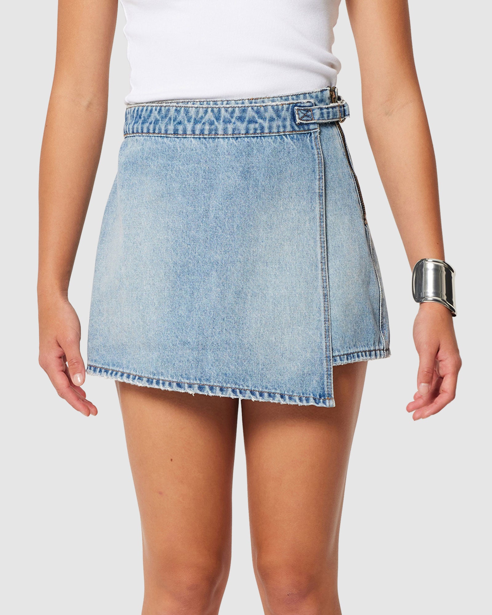 Premium Denim Skort True Rinse