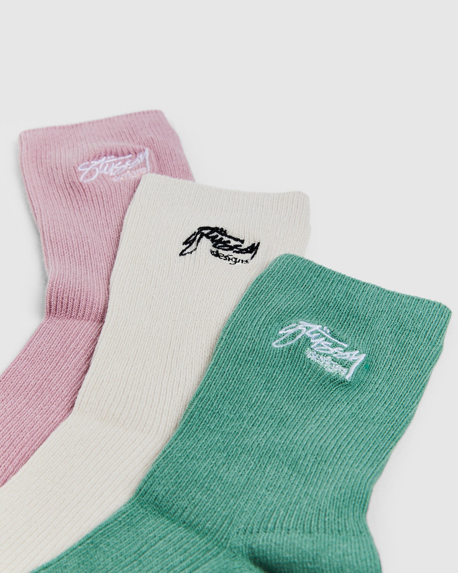 Premium Assorted 3-Pack Designs Rib Socks by Stussy