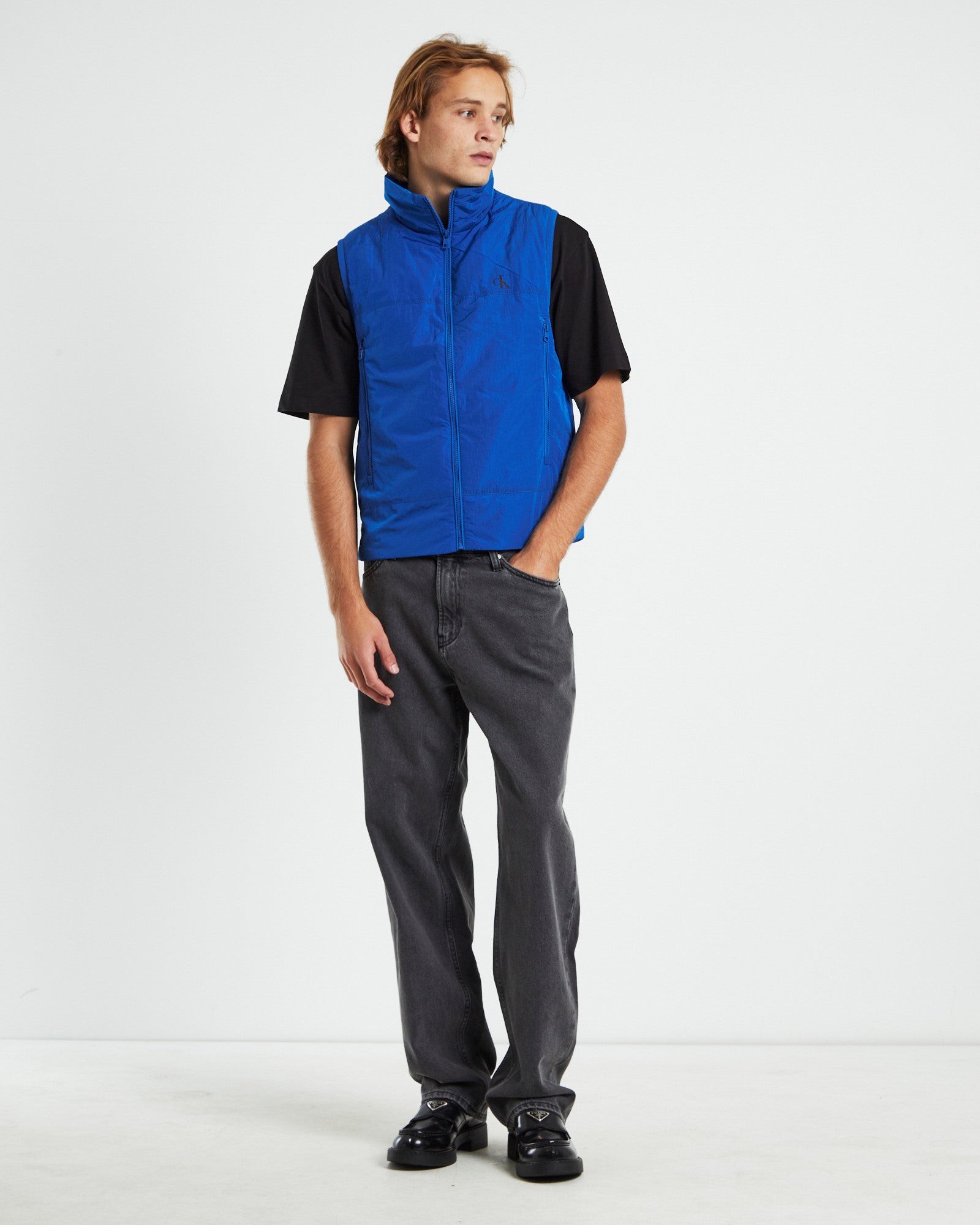 Premium Badge Crinkle Nylon Vest - Blue Delight