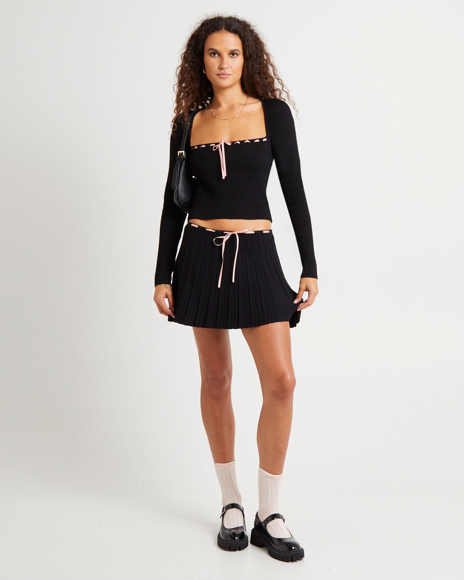 Premium Cartia Laced Square Neck Knit Top