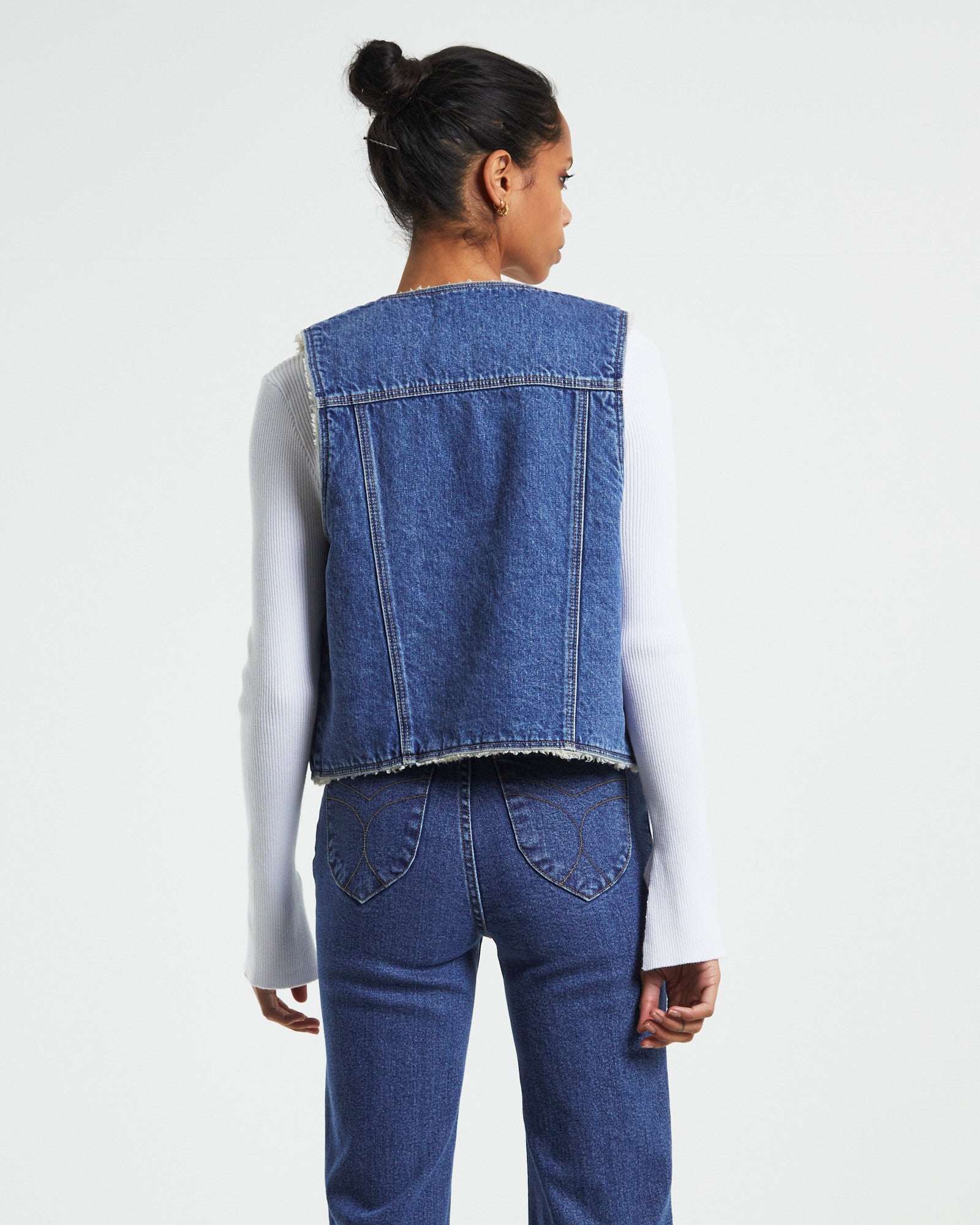 Premium Stevie Blue Sherpa Denim Vest