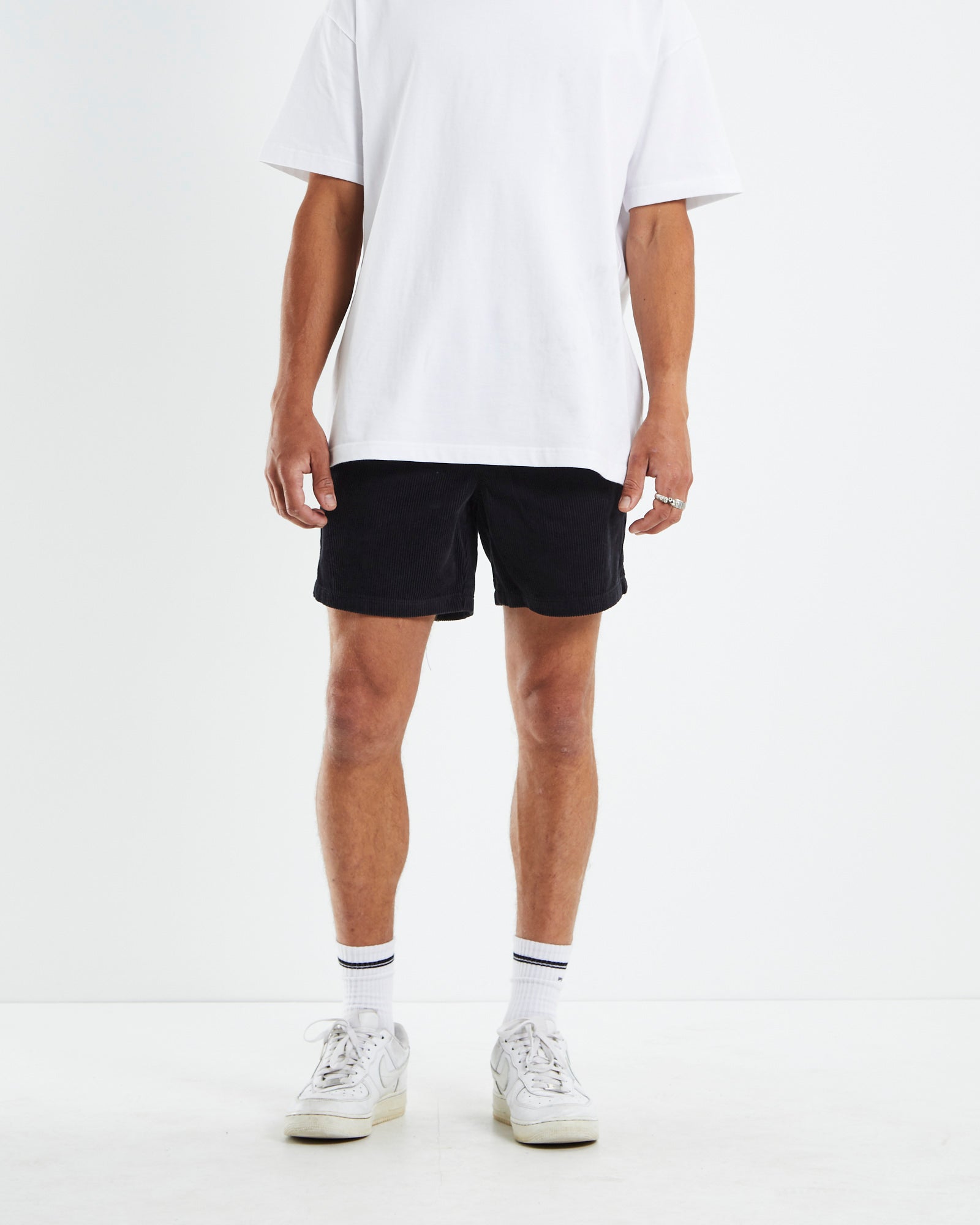 Premium Bedford Cord Black Shorts
