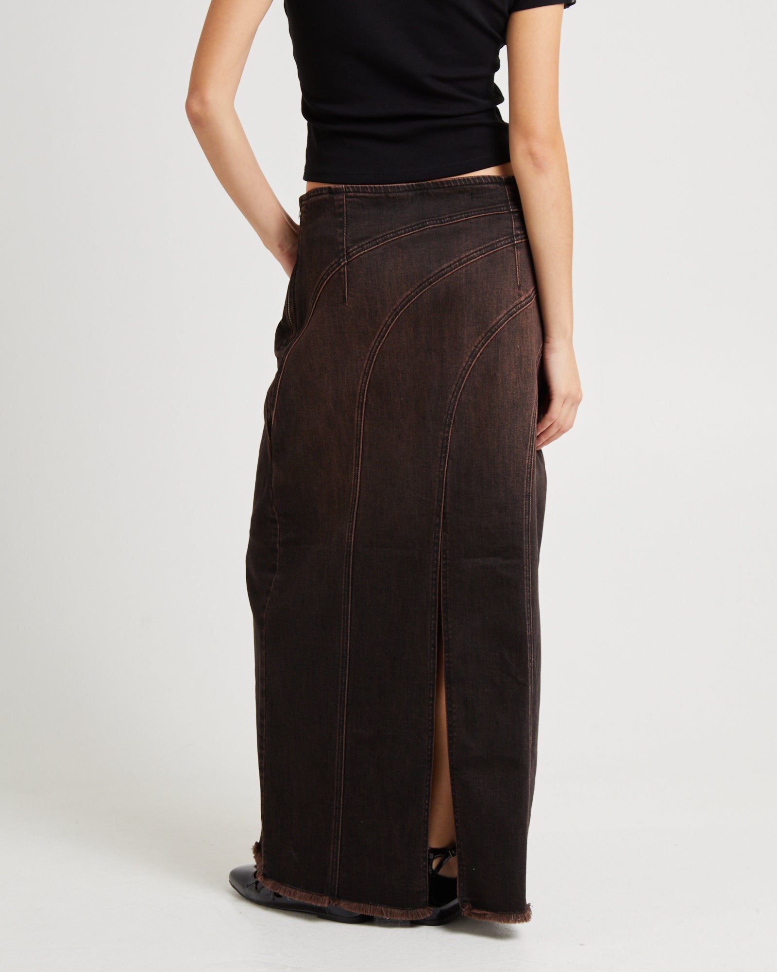 Premium Panelled Denim Maxi Skirt