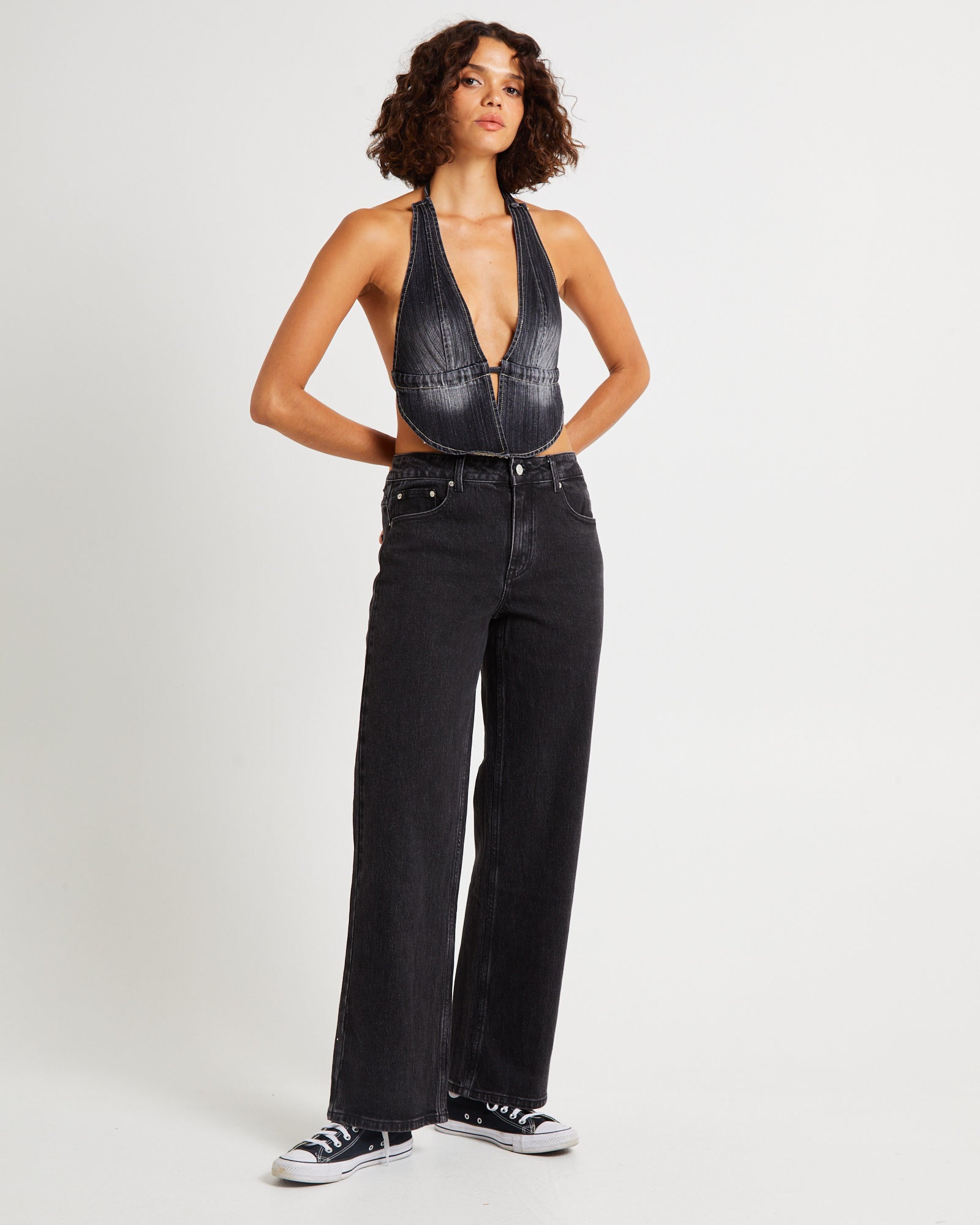 Premium Rena Mid Rise Straight Jeans