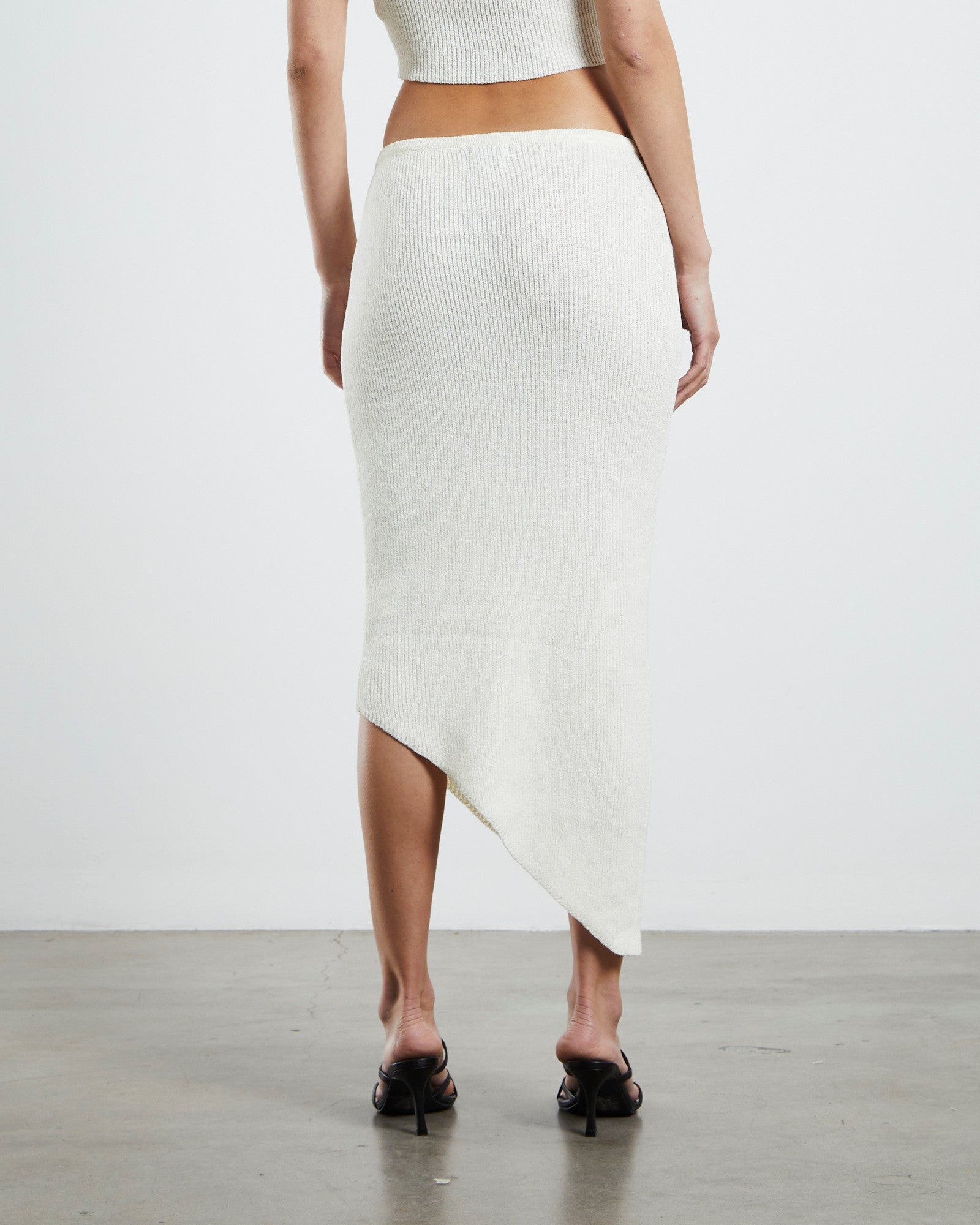 Premium Davia Off-White Asymmetrical Midi Skirt