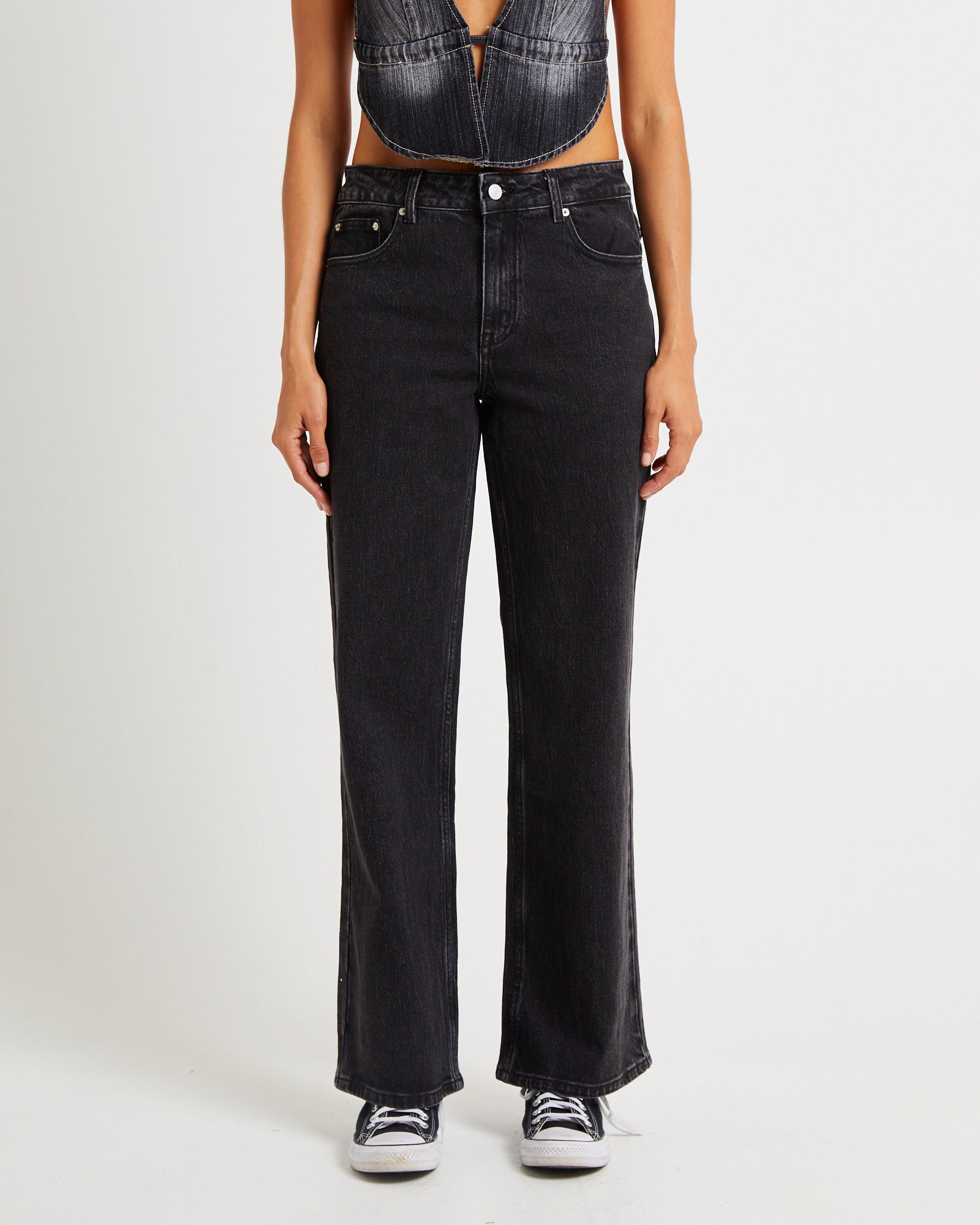 Premium Rena Mid Rise Straight Jeans