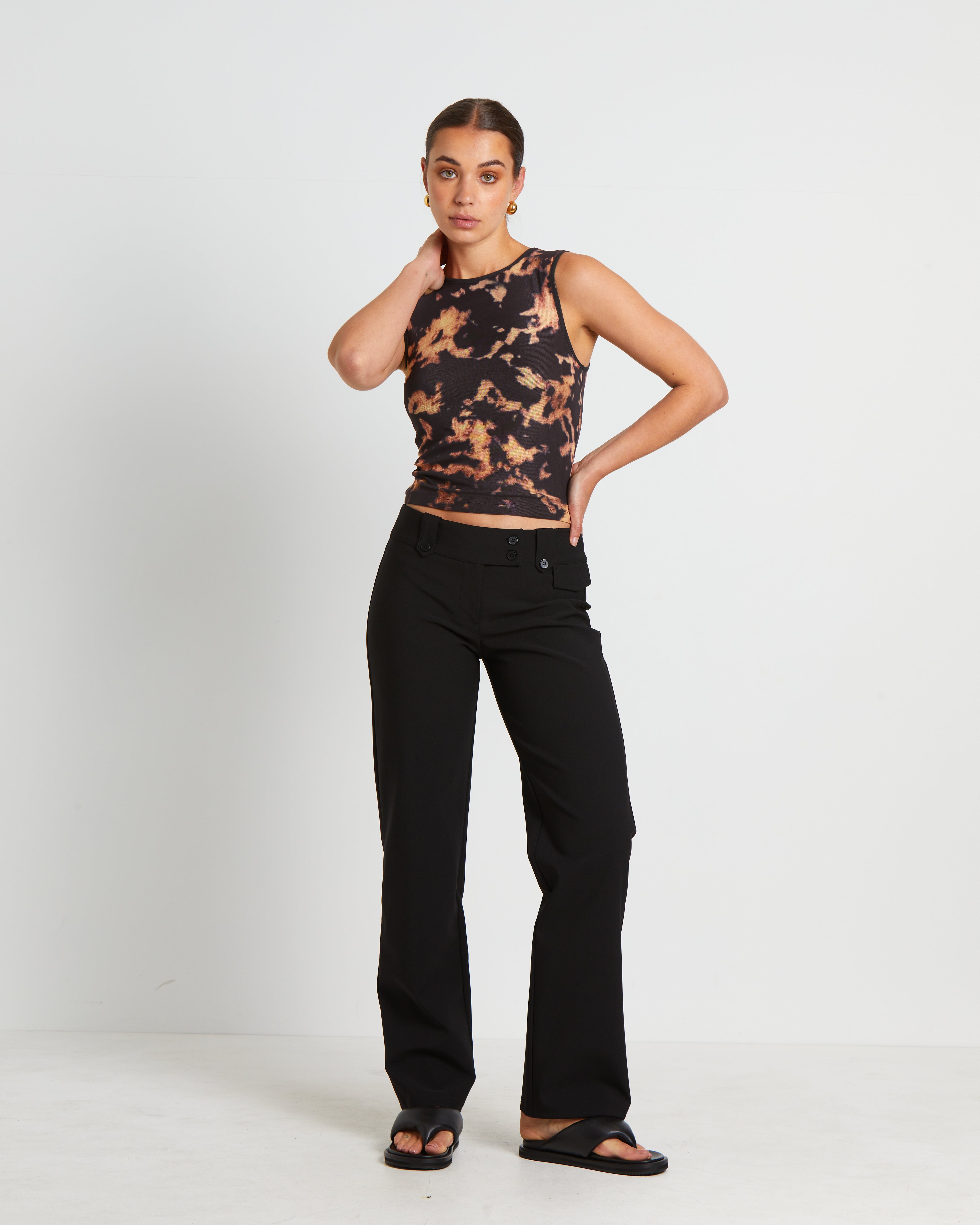 Premium Brown Dark Cloud Mesh Cut Off Tank Top