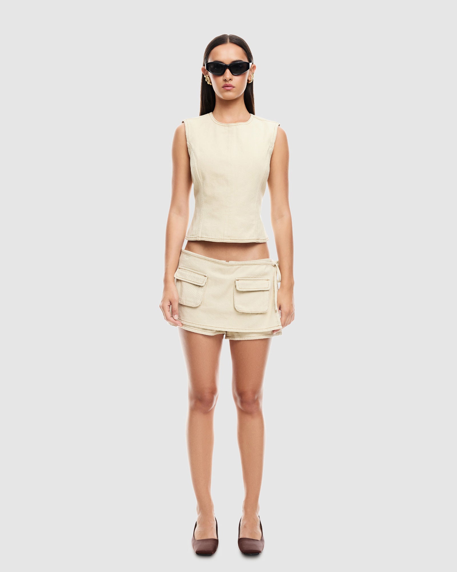 Premium Onyx Stripe Courtside Denim Skort