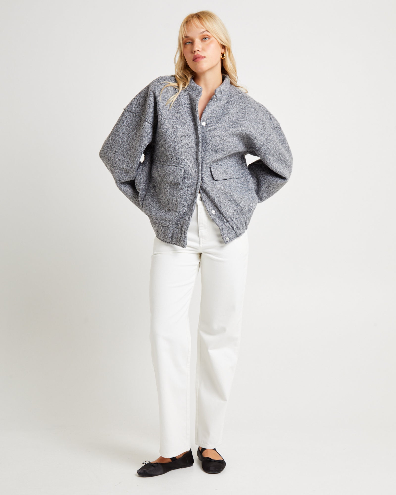 Premium Boucle Bomber Jacket