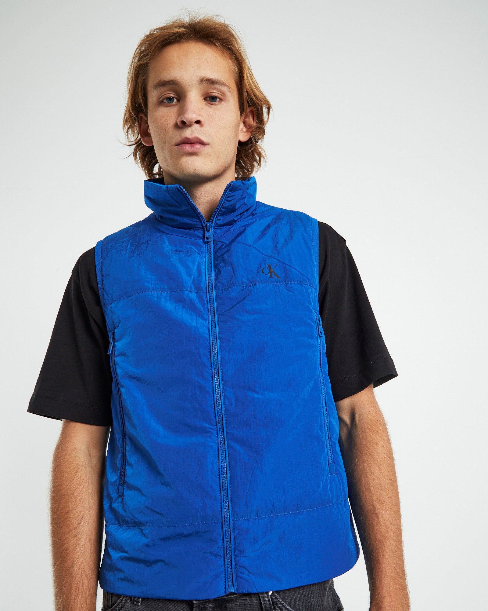 Premium Badge Crinkle Nylon Vest - Blue Delight