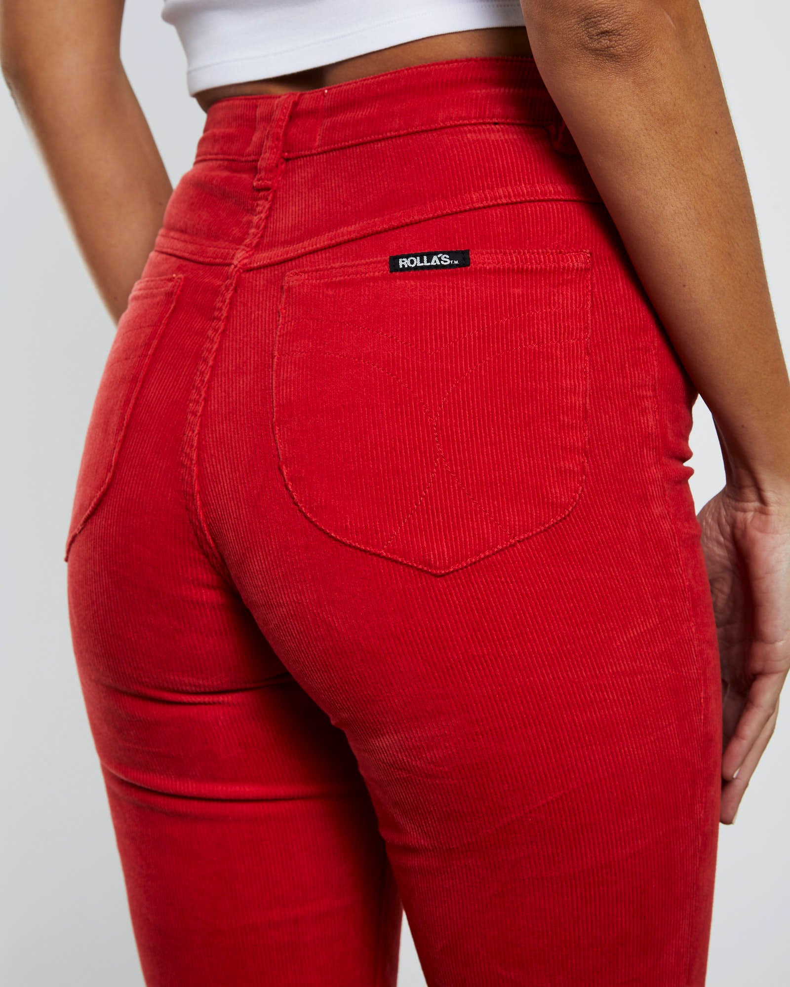 Premium Eastcoast Flare Cord Jeans in Pomegranate Red