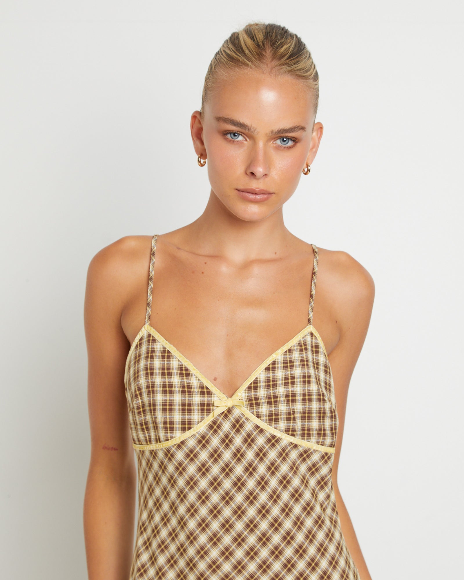 Premium Jenny Plaid Bias Midi Dress in Assorted