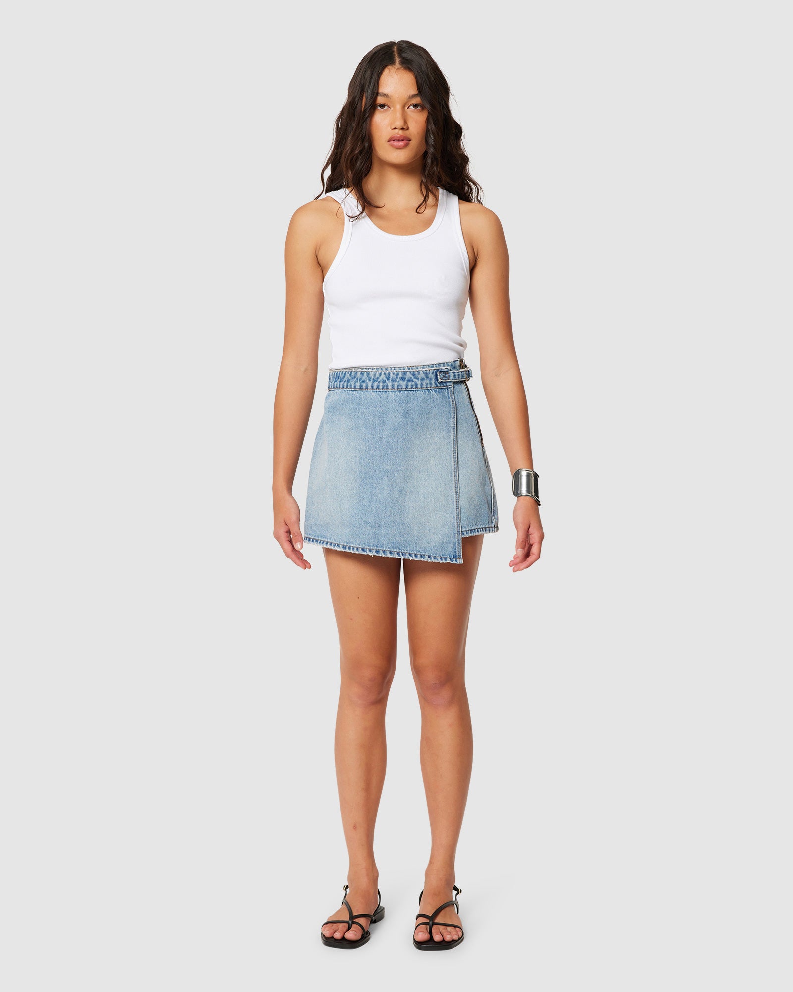Premium Denim Skort True Rinse