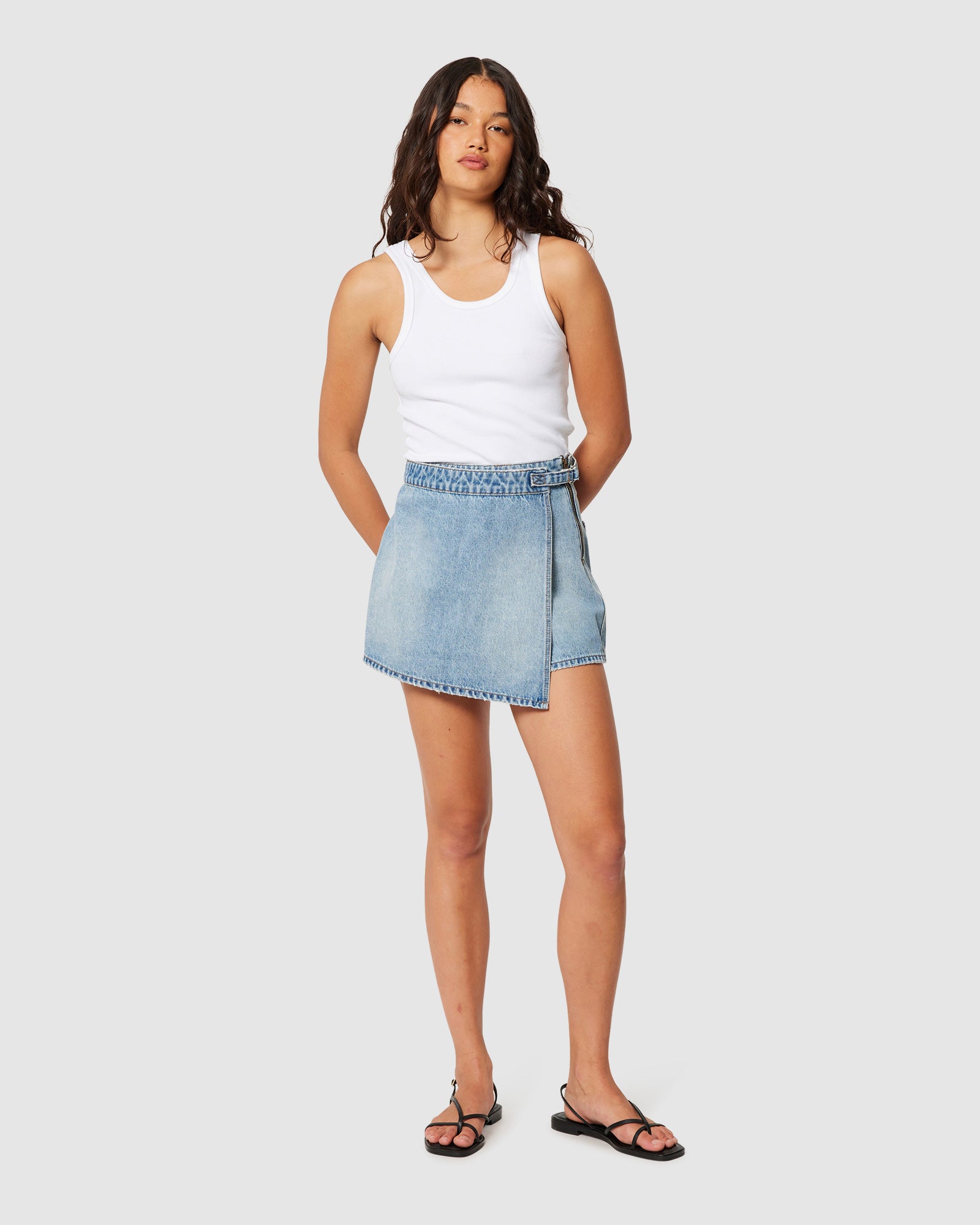 Premium Denim Skort True Rinse