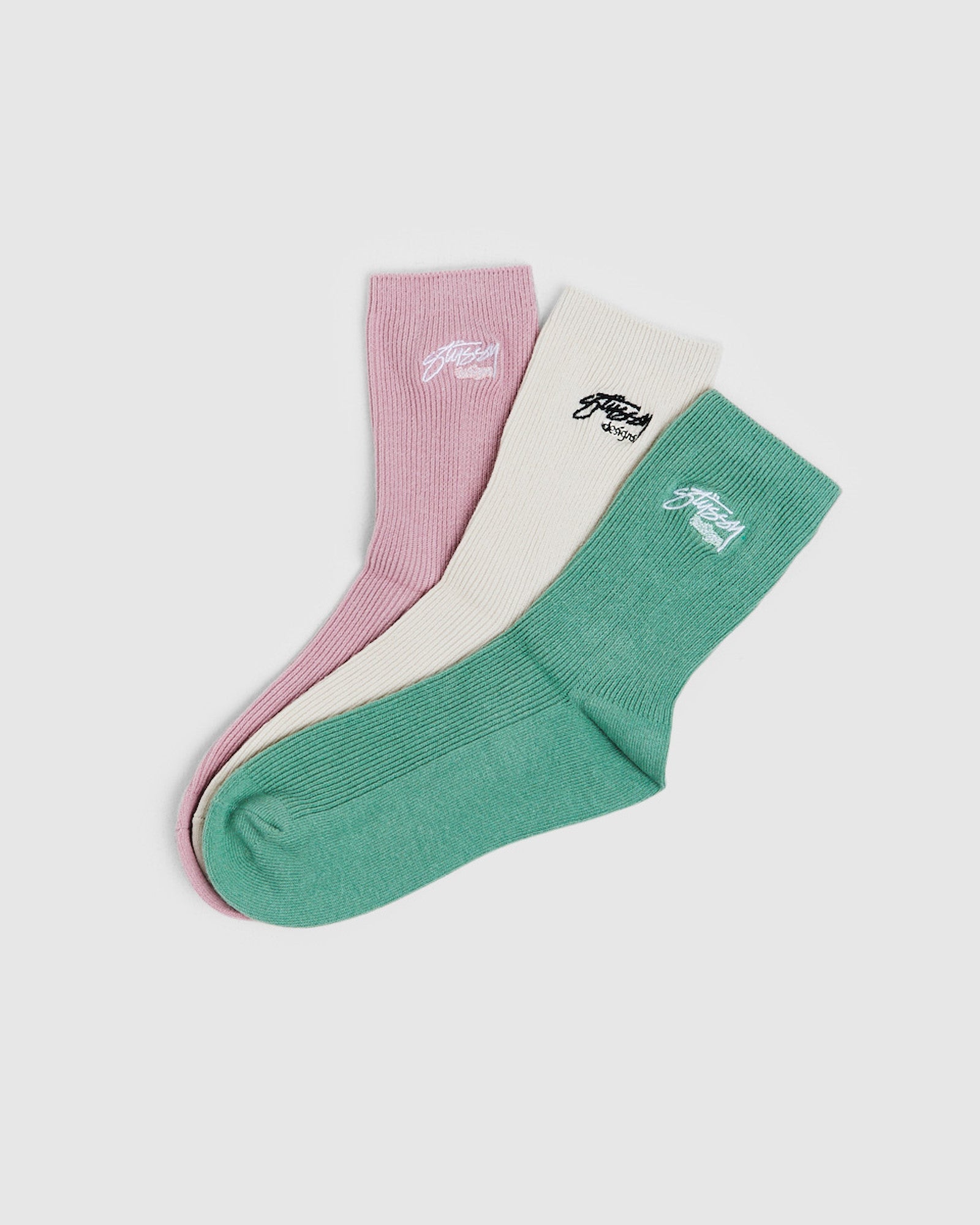 Premium Assorted 3-Pack Designs Rib Socks by Stussy