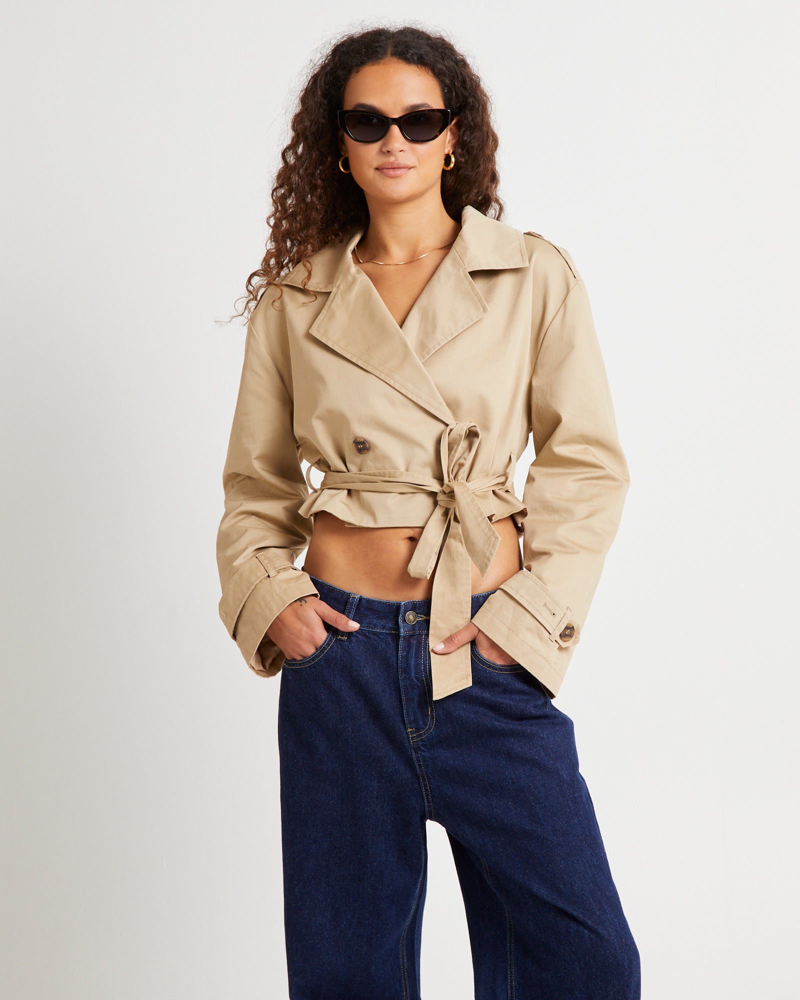 Premium Morgan Boxy Cropped Trench Coat for Effortless Style