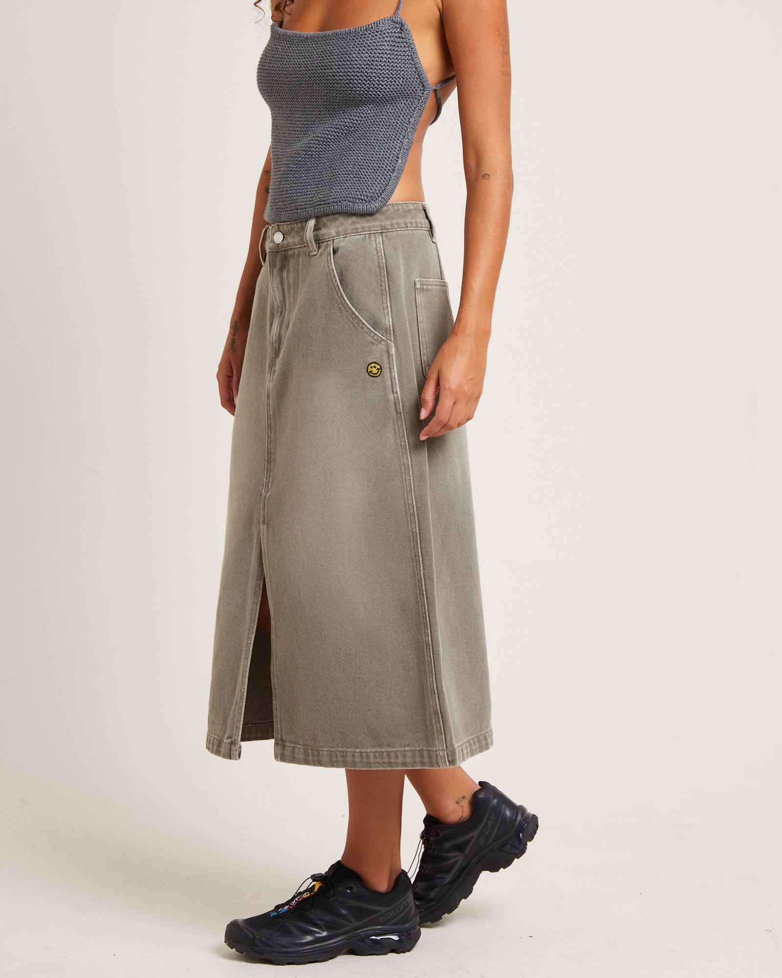 Premium Heavenly People Midi Skirt in Bark