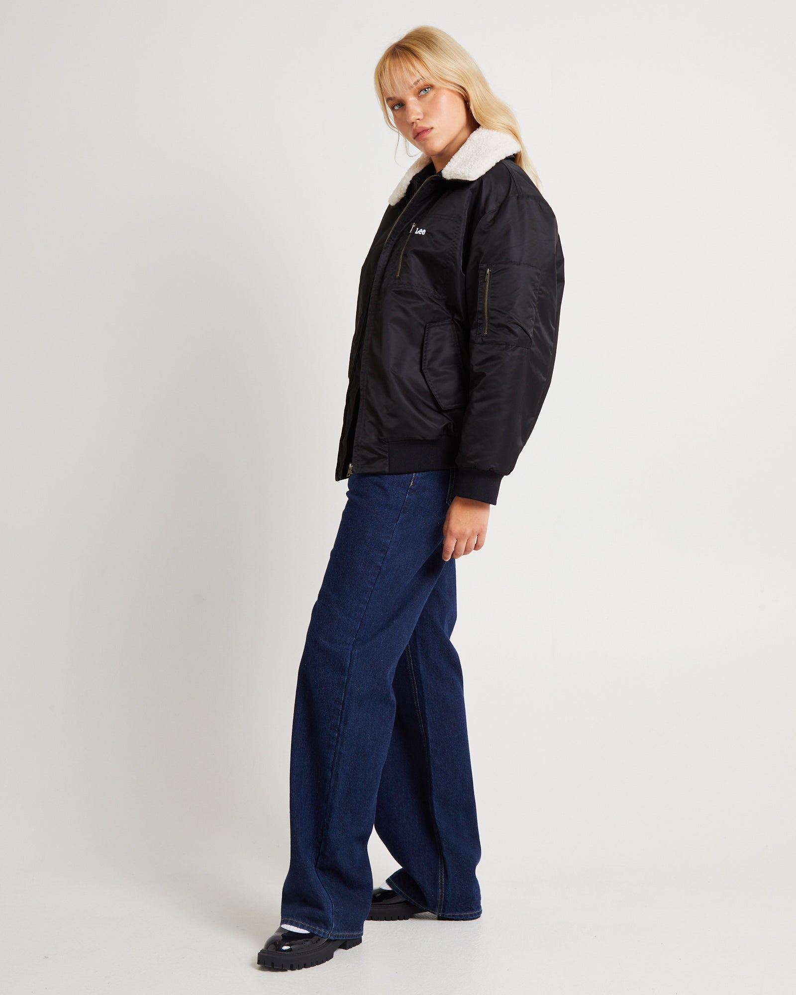 Premium Angelina Black Bomber Jacket