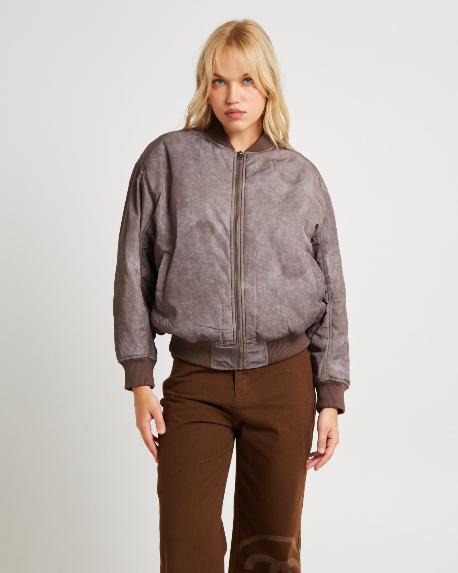 Premium Chocolate Nylon Bomber Jacket