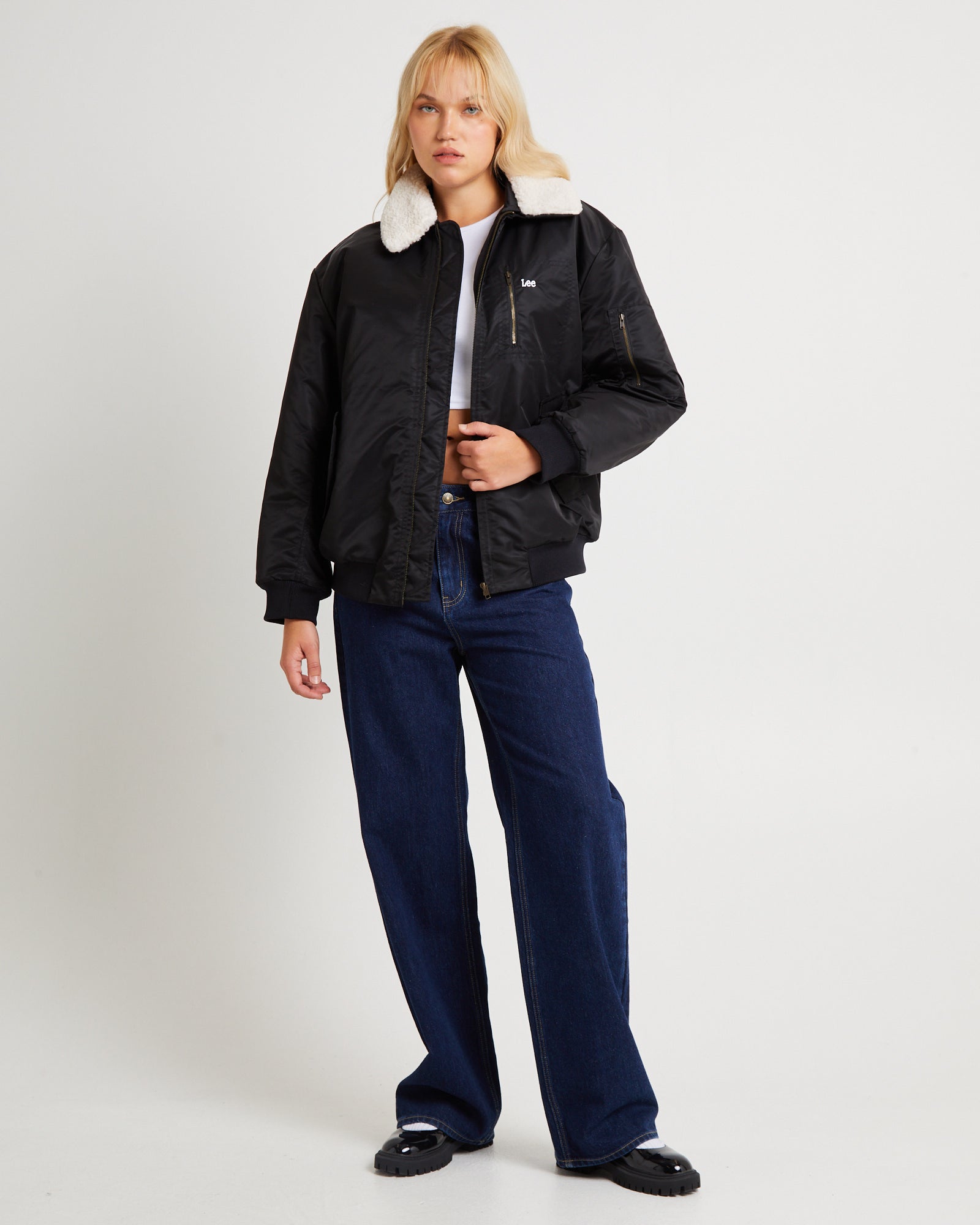 Premium Angelina Black Bomber Jacket